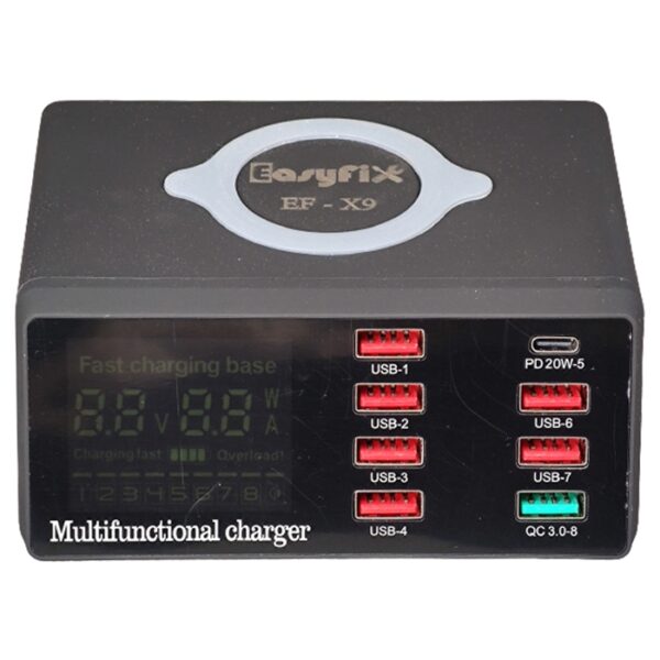 مولتی شارژر EasyFix EF-X9 دارای 7 پورت USB و قابلیت شارژ بی سیم