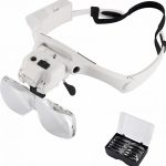 ذره بین عینکی/ پیشانی بند 5 لنز چراغ دار مدل (5LED) 9898.7(RD)