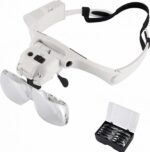 ذره بین عینکی/ پیشانی بند 5 لنز چراغ دار مدل (5LED) 9898.7(RD)